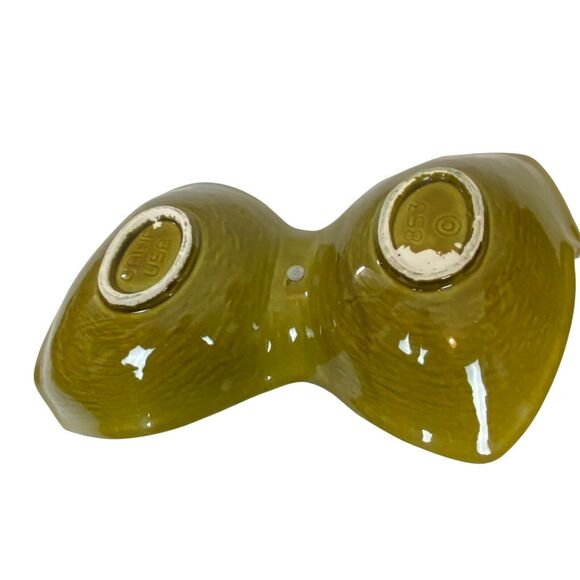 Tidbit Tray Nut Dip Bowl Vintage Green Blue Ceramic Mid Century Asymmetrical - Picture 4 of 16